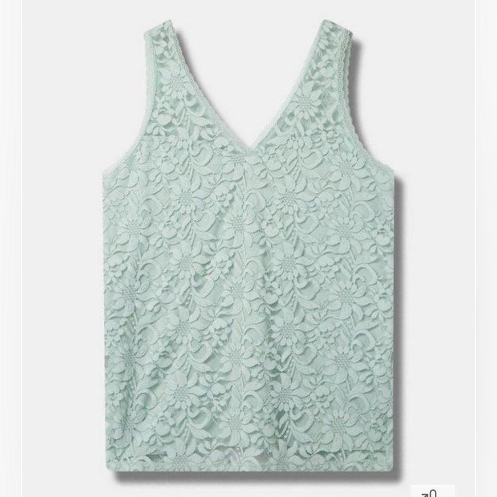 NWT Torrid Stretch Lace V-Neck Tank Harbor Gray Mint Green Size 3 3X - Picture 3 of 3